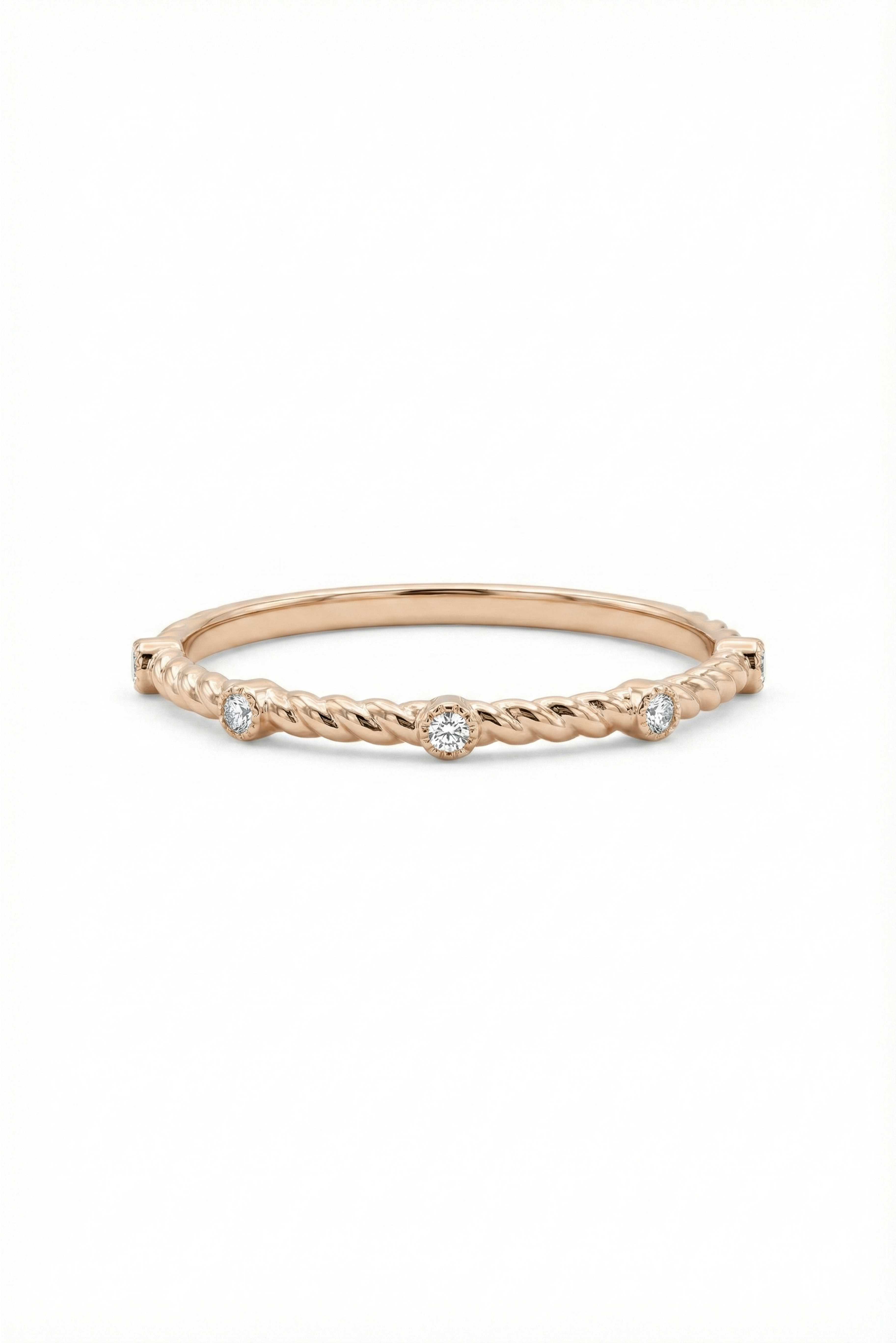14k Gold Textured Diamond Band with Five Stones