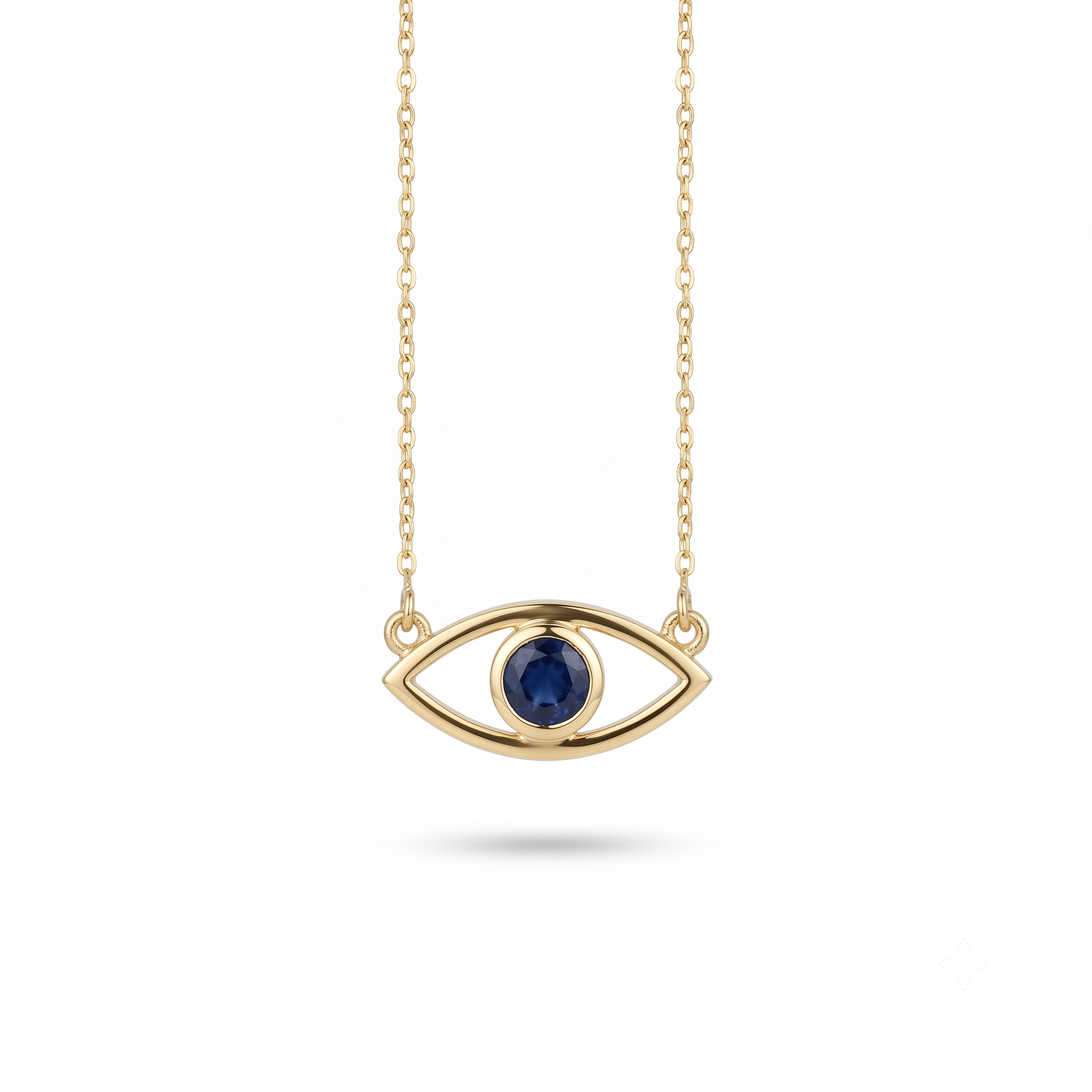 14K Gold Sapphire Evil Eye Necklace