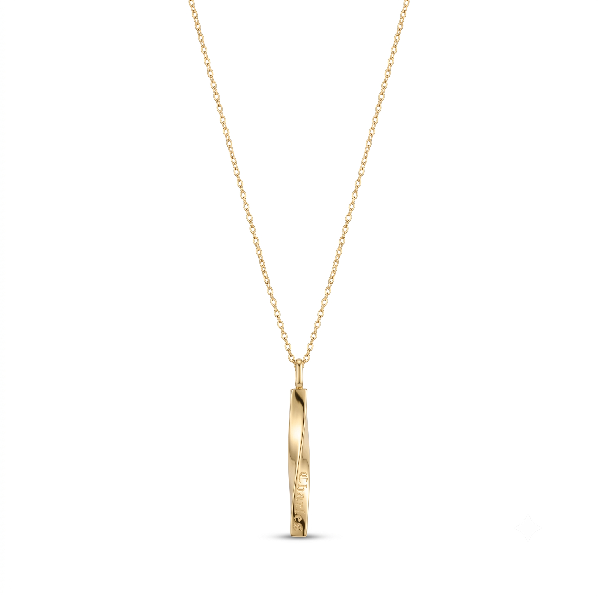 Solid Gold Urn Necklace – Twisted Bar Memorial Pendant