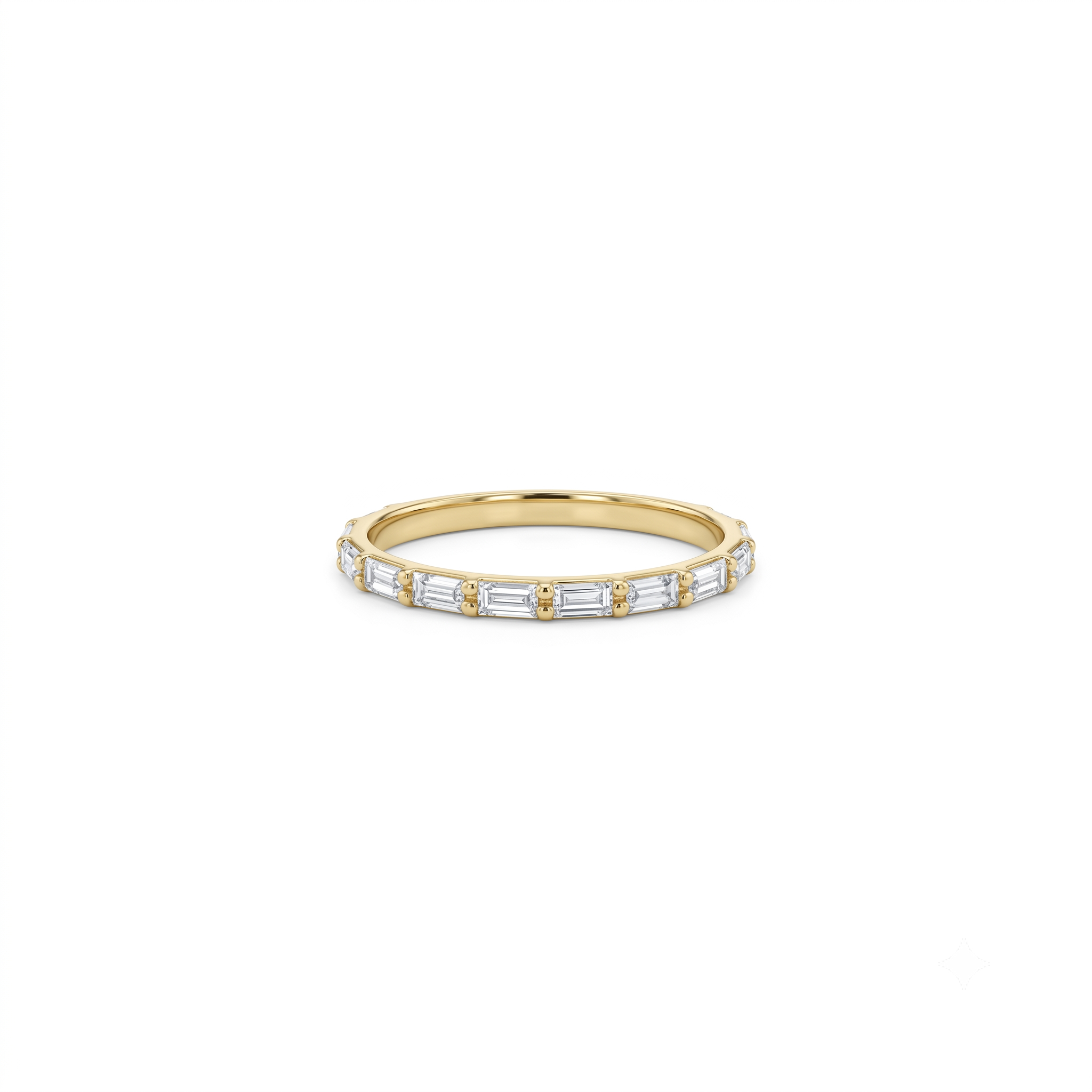 14k Solid Gold Half Eternity Baguette Ring