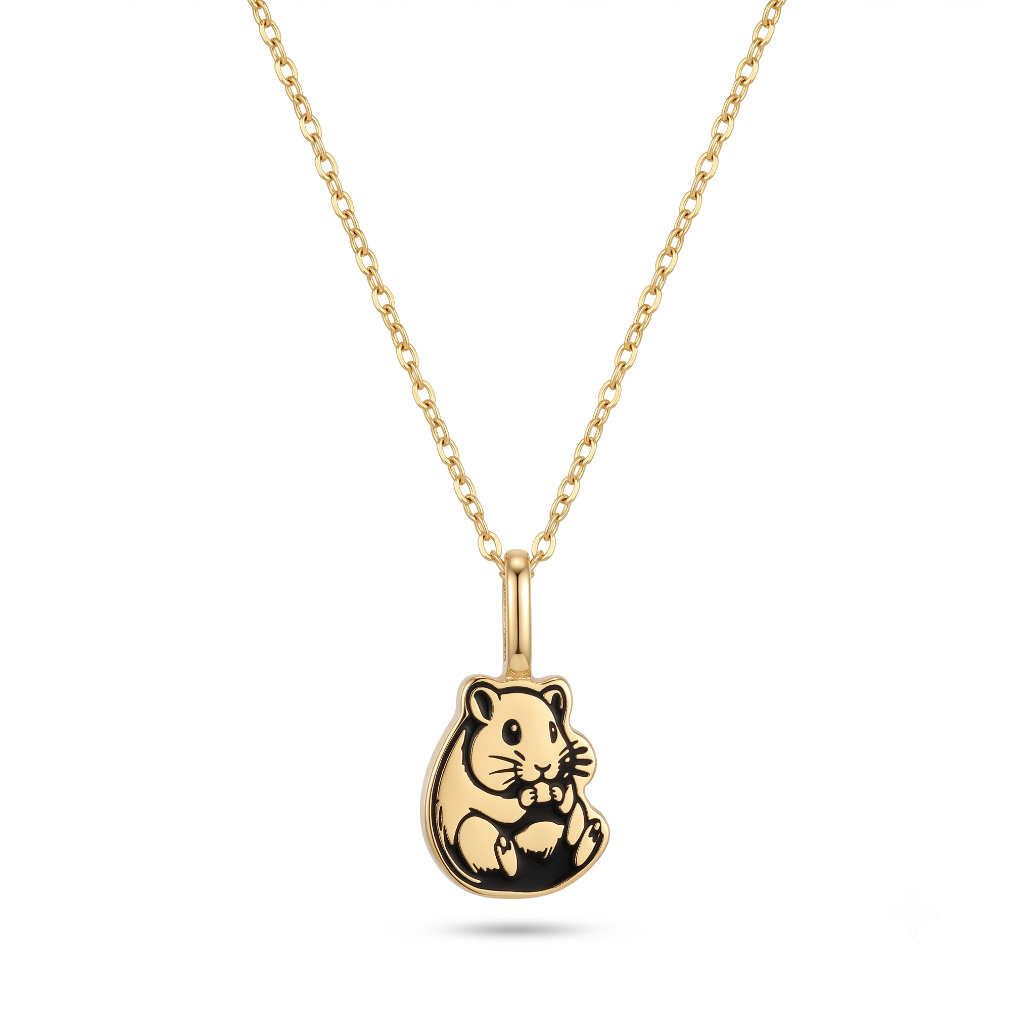 14K Urn Solid Gold Hamster Necklace